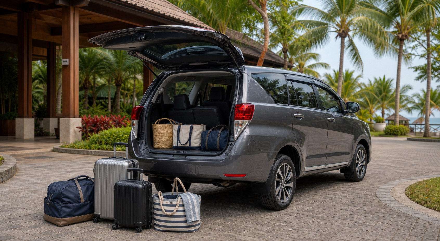 Generic Malaysia resort return pickup with MPV and luggage for travel back to Singapore